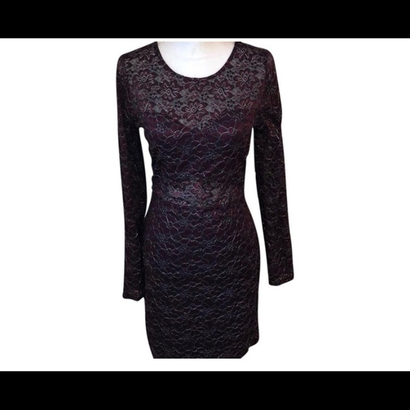 Express NWT Burgundy and Silver Cocktail Dress - Picture 3 of 6